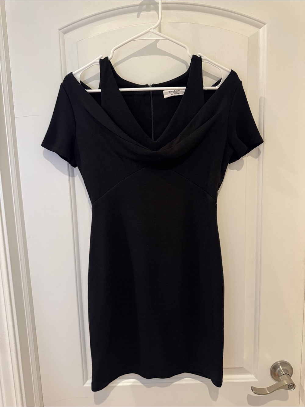 Bailey 44 Black Cold-Shoulder Cowl Mini Dress